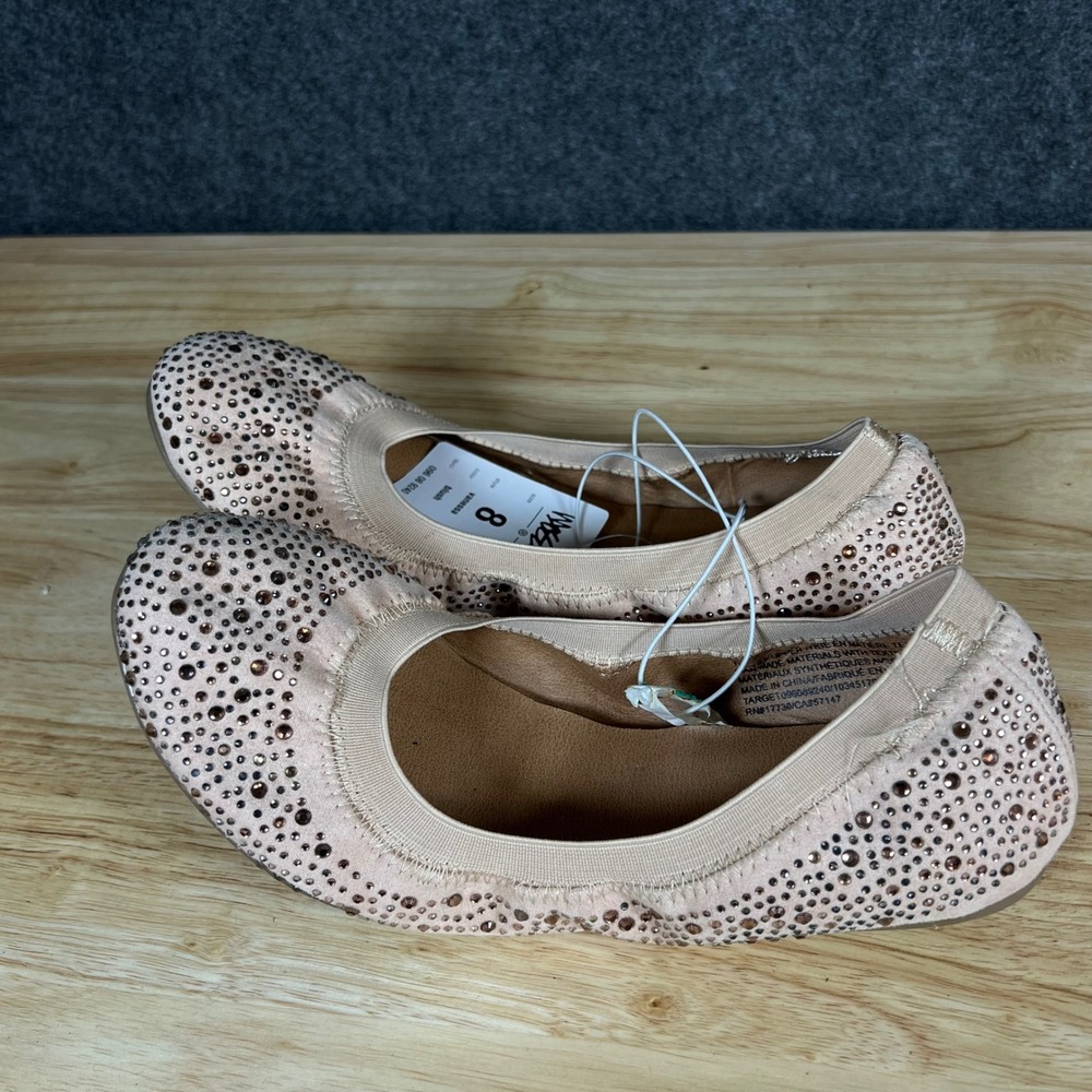 Mossimo Vanessa Blush Pink Rhinestone Embellished Ballet Flats Womens 8